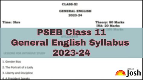 Pseb Class 11 English Syllabus 2023 24 Download In Pdf