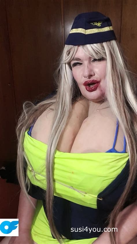 Sexy Susi As A Stewaress With Cup K Tits Giving Blowjob To Squirtingtoy