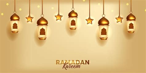 Premium Vector Luxury Ramadan Mubarak Kareem Banner With D Golden