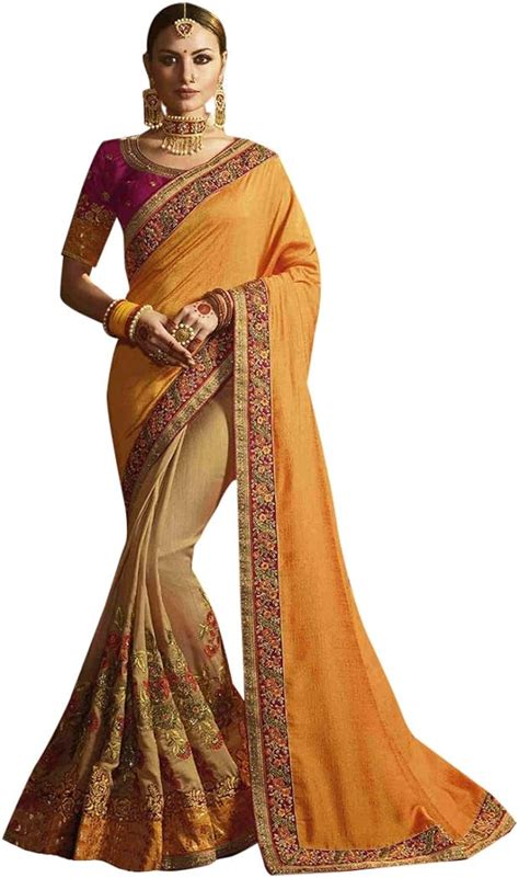 Ethnic Emporium Damen Braut Indische Hochzeit Handarbeit Saree Seide