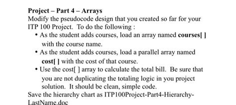 Solved Project Part Arrays Modify The Pseudocode Design Chegg