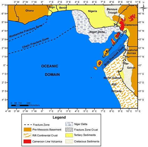 Map Showing Major Geological Structures Of The Gulf Of Guinea Region