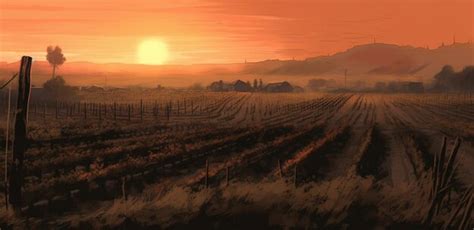 Premium AI Image | Sunset over a vineyard with a vineyard in the background