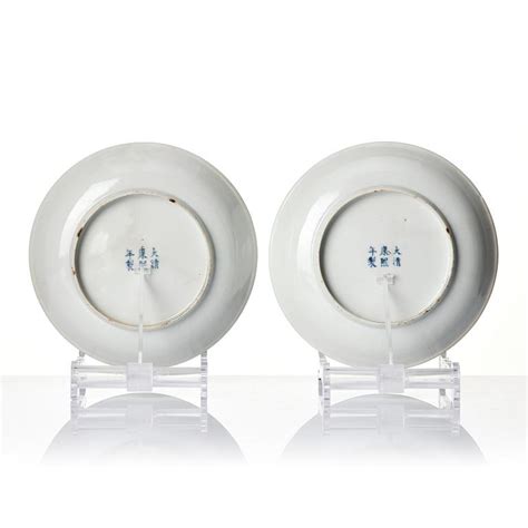 Fat fyra stycken porslin Sen Qingdynasti med sex karaktärers märke Bukowskis