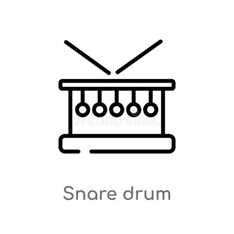 Outline Snare Drum Vector Icon Isolated Black Simple Line Element