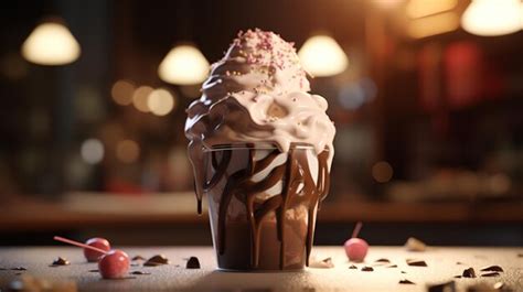 Premium AI Image Decadent Delight Chocolate Ice Cream And Milk