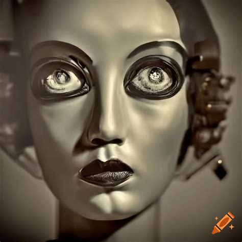 Retro Expressionist Robot Female With Serious Expression