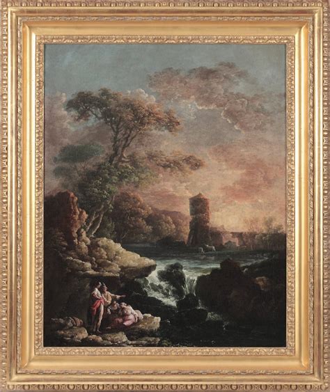 Carlo Bonavia Italian Landscape With Ruins And Trees One Of Pair At