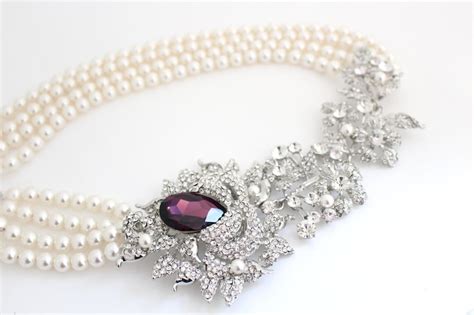 Chunky Statement Necklace Bridal Statement Necklace Pearl Etsy