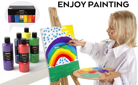 Nicpro Colors Large Acrylic Paint Set Fl Oz Ml Artist