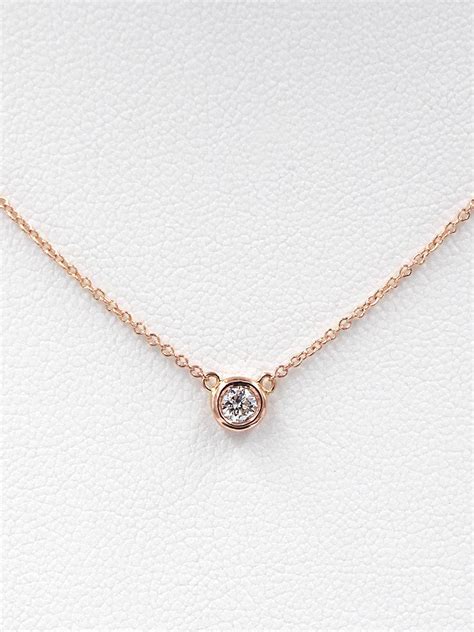 0.1 Carat Diamond Bezel Setting Necklace Solitaire Diamond Necklace Bezel Diamond Necklace With ...