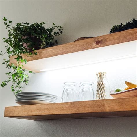 Led Bar Shelving Rustic Pine Floating Shelves Kitchen Shelving Free