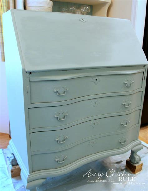 Secretary Desk Makeover W Duck Egg Blue 3 Colored Waxes Chalk Paint