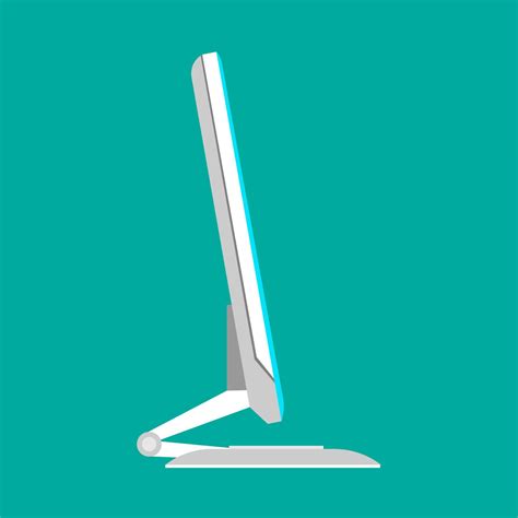 Monitor Side View White Screen Computer Equipment Vector Icon