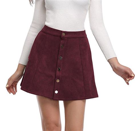 Argstar Women S Faux Suede Button Closure A Line Mini Short Skirt