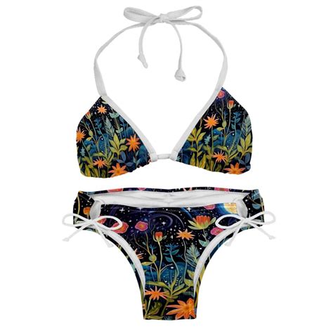 Starry Plants Women S Bikini Set With Detachable Sponge And Adjustable