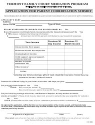 Vermont Application For Parent Coordination Subsidy Fill Out Sign