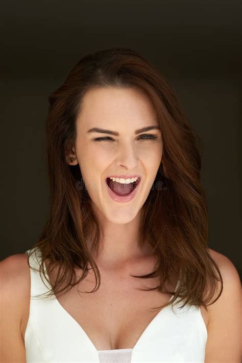 Cheeky Brunette Woman Looking Downwards Stock Photos Free Royalty Free Stock Photos From