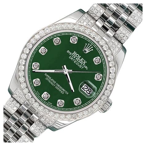 rolex datejust  carat diamond bezelbraceletforest green dial