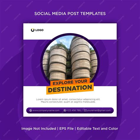 Premium Vector Travel Destinations Instagram Post Template Design For