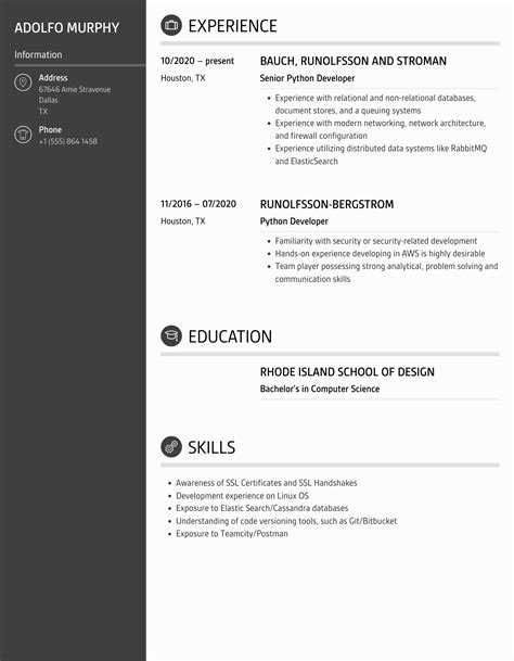 Python Developer Resume Samples Velvet Jobs