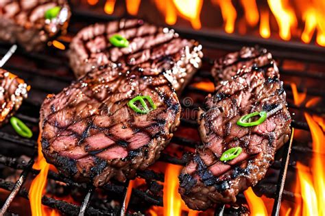 Grilling The Perfect Steak Over An Open Flame Charred And Smoky Aroma