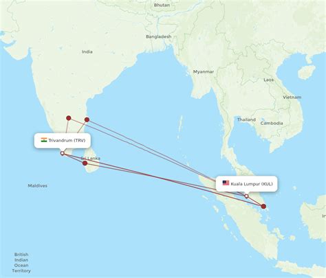 All Flight Routes From Thiruvananthapuram To Kuala Lumpur Trv To Kul