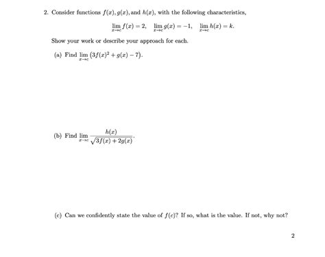 Solved 2 Consider Functions F X G X And H X With The