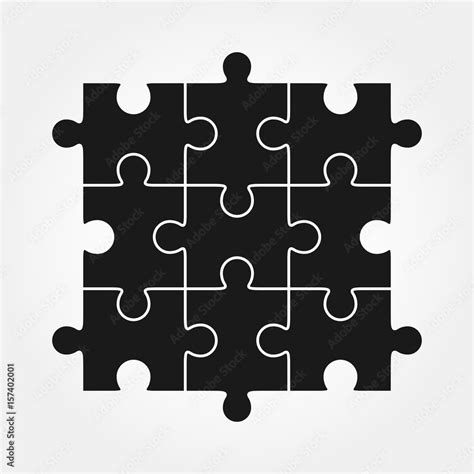 Jigsaw Puzzle Vector Nine Pieces Vector De Stock Adobe Stock