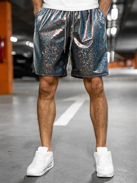 Manfinity Aftrdrk Men Holographic Drawstring Waist Shorts Shein Usa