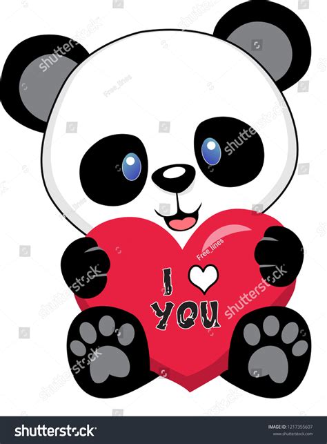 Love You Cute Panda Stock Vector Royalty Free 1217355607 Shutterstock