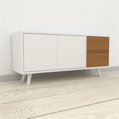 Buffet Bas Blanc Design Contemporain Avec Porte Blanc Et Tiroir