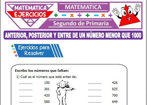 Ejercicios De Anterior Posterior Y Entre De Un N Mero Menor Que