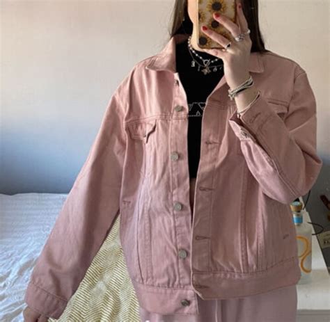 Miss Guided Pink Oversized Button Up Denim Jacket Size Ebay