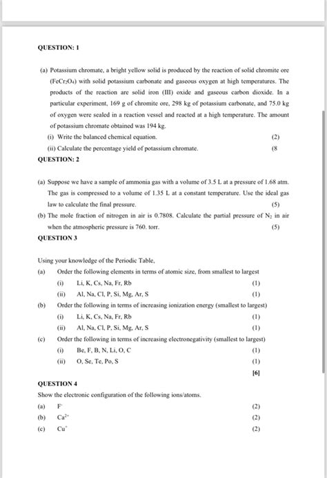 Solved Question 1a ﻿potassium Chromate A Bright Yellow