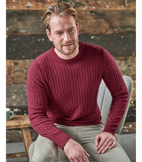 Crimson Cashmere Merino Cable Jumper WoolOvers UK