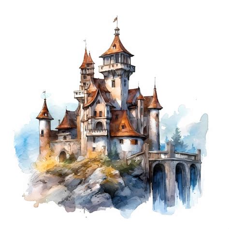 Premium AI Image | castle watercolor