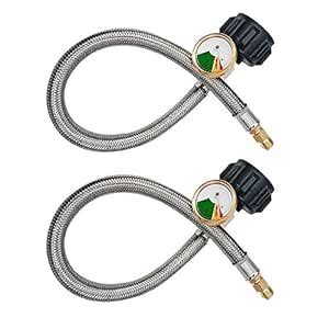 Meter Star 18inch Pigtail Stainless Braided RV Regulator Propane Hose