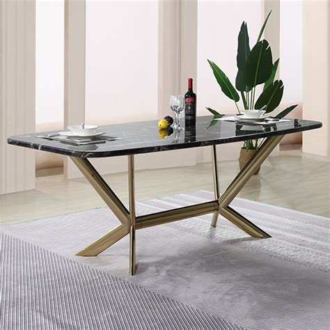 Firenze Black Marble Dining Table With Gold Legs Sale