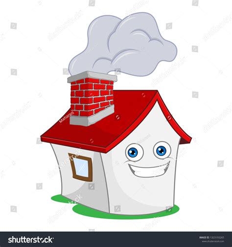 House Smoking Chimney Cartoon Illustration Can Stock Vector Royalty