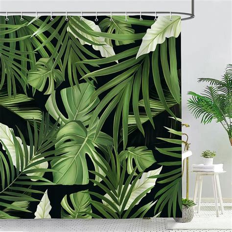 Amazon Bonhause Tropical Leaves Shower Curtain Jungle Nature