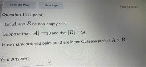 Solved Question 11 1 Point Let A And B Be Non Empty Sets