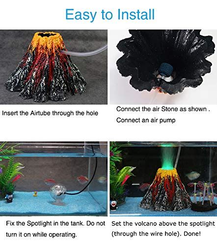 Uniclife Aquarium Volcano Ornament Kit With Air Stone Bubbler Fish Tank