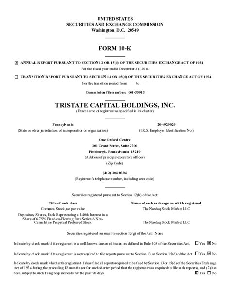 Fillable Online Tristate Capital Holdings Inc Fax Email Print Pdffiller