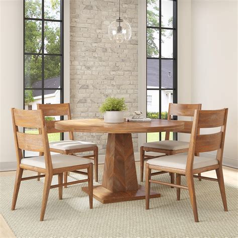 Glenrothes Solid Wood 54 Inch Mid Century Modern Dining Table Set For 4