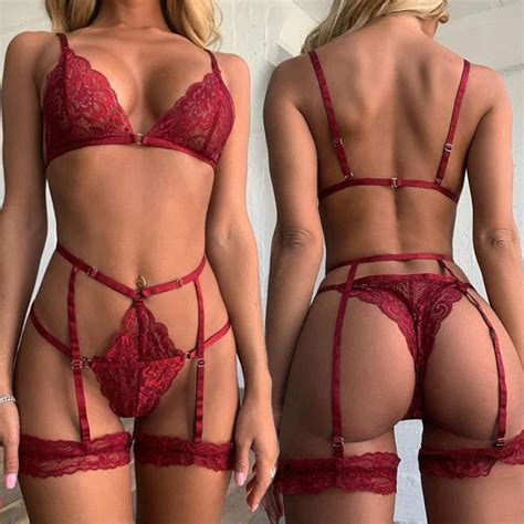 Conjunto De Lingerie De Suti E Tangas Transparente Para Mulheres Calcinha Floral Roupas Ntimas