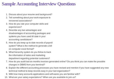 Accounting Interview Questions With Answers Junior Accountan