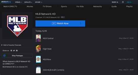 directv mlb network channel list  update