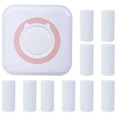 Комплект термопринтер и 10 хартиени ролки, Мини, Bluetooth, Съвместим с ...