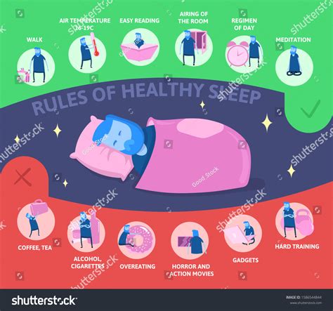 Rules Healthy Sleep Vector Infographics Illustration Stock Vector